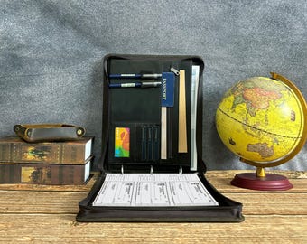 Persoanlized Leather Check Book Portfolio, 3 Ring Binder, Checkbook Portfolio, Document Organizer,Gift for Father