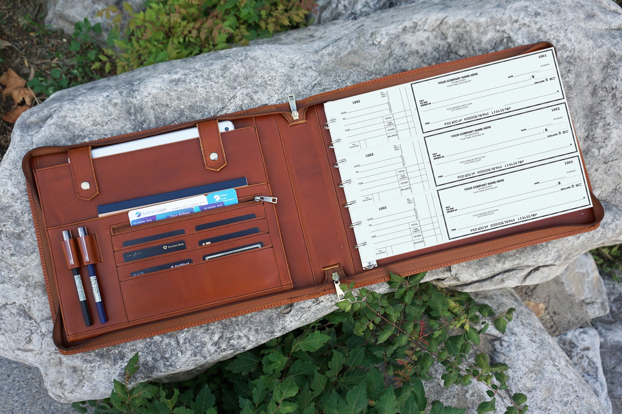 7 Ring Check Binder Portfolio Leather Binder with Zippered Etsy