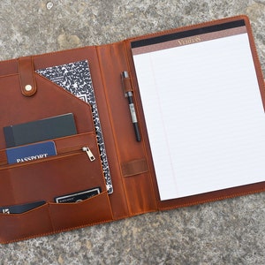 Leather Portfolio for Men, Leather Padfolio, Personalized Portfolio with Name, A4 Leather Folder Letter Size Leather Folio, Business Gift