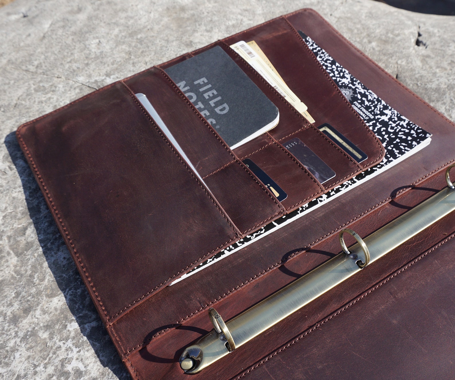 Free Personalized Leather Portfolio with Name/Logo 3 Ring Etsy