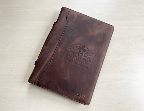 3 Ring Binder Portfolio for Men, Leather Portfolio With Logo, Leather  Folder Notepad, Leather Padfolio for Men, Gift for Father/mother 