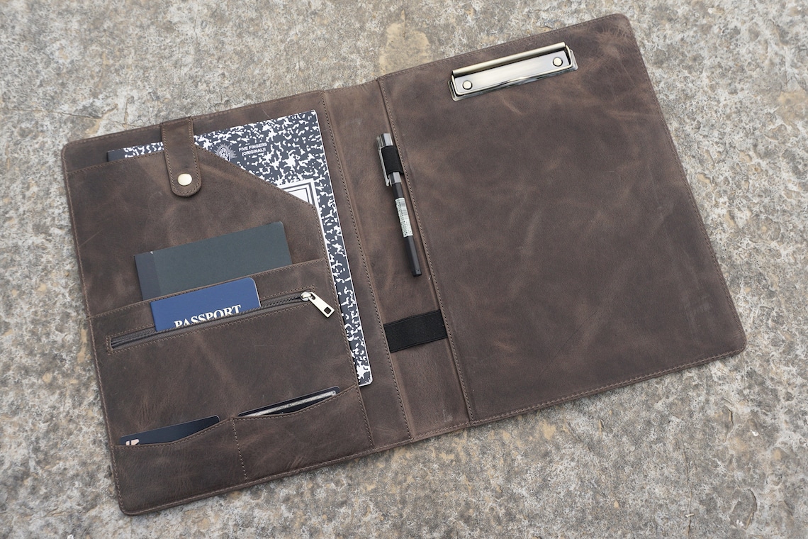 Personalized Leather Portfolio Padfolio With Clipboard Free Etsy