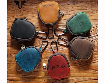 Portamonete in pelle personalizzato per uomo, piccolo marsupio in pelle, mini custodia per auricolari