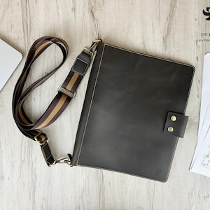 Personalized Leather Sheet Music Binder, Music Portfolio with Strap, Choir Folder, Engraved Musician Gift