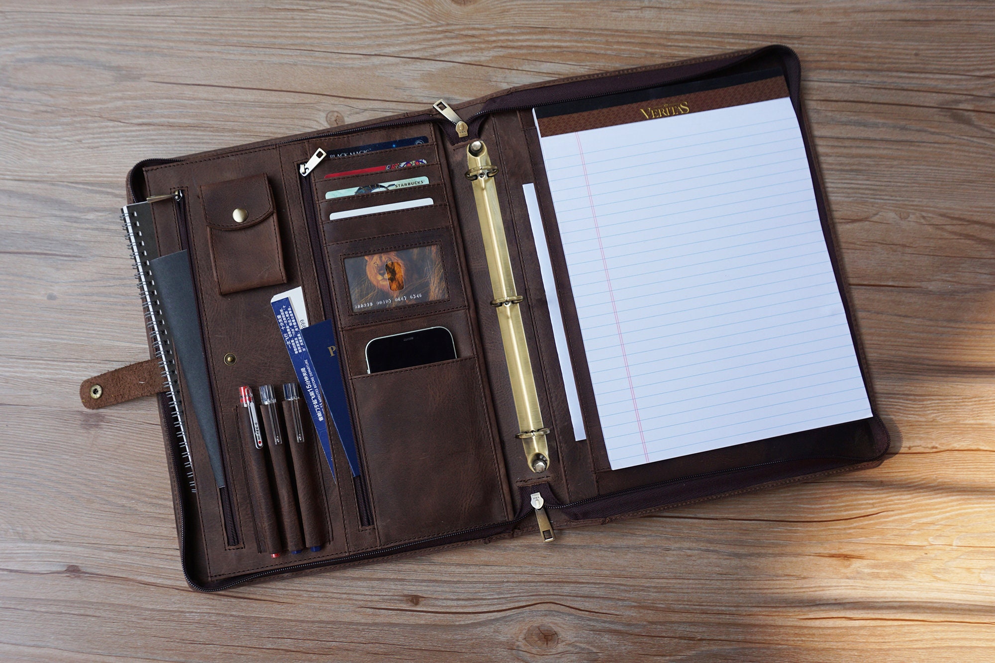 Personalized Leather Portfolio 3 Ring Binder Portfolio A4 Etsy