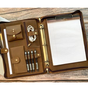 Personalized Leather 3-Ring Binder Portfolio: A4 Notepad Folder, Business Gift