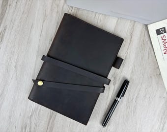A5 Leather Journal, Personalized Leather Notebook Cover, Foldable Planner Travel, Birthday Gift, Graduation Gifts