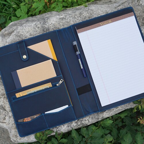 Leather Portfolio Binder Personalized Padfolio With Logo A4 Etsy