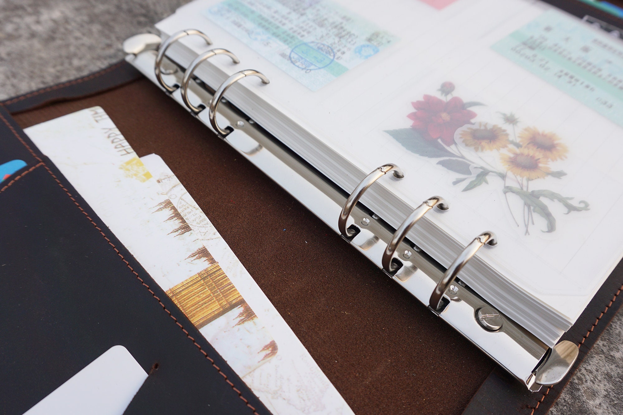 Vintage Leather Binder Refillable 6 Ring Binder Travel Etsy