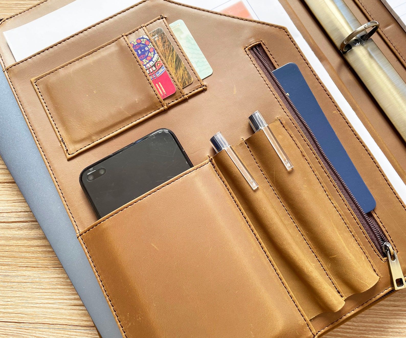 Personalized Leather Portfolio 3 Ring Binder Portfolio Etsy