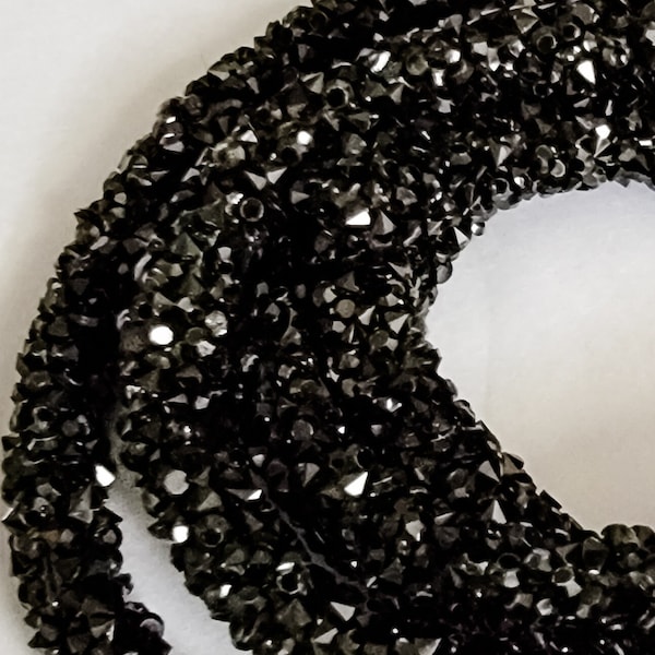 Solid Black Chunky Rhinestone Glitter Cord | Glitter Cord #14 | 1 Yard Cord for Hoops Headbands | Tubing Rope | Monarch Pine