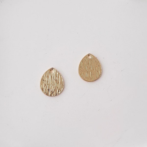 Tiny Teardrop Gold Brushed Brass Charms, 10 pcs, Charms Pendants Connectors, DIY Jewelry Findings for Polymer Clay Leather Wood Acrylic