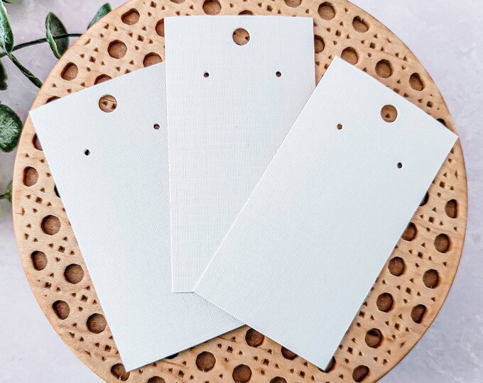 Earring Cards White Linen Textured Cardstock 50 Pcs Earring Etsy