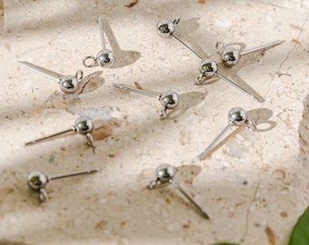 Regular 5mm Silver Stainless Steel Ball Earring Stud Posts, 10 Pieces, Stainless Earring Finding