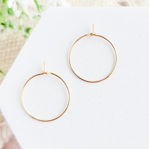 20mm GOLD Hoop Stainless Finding, 10 pieces, 316l Surgical Stainless Earring Ear Wire, Wine Glass Charm image 3