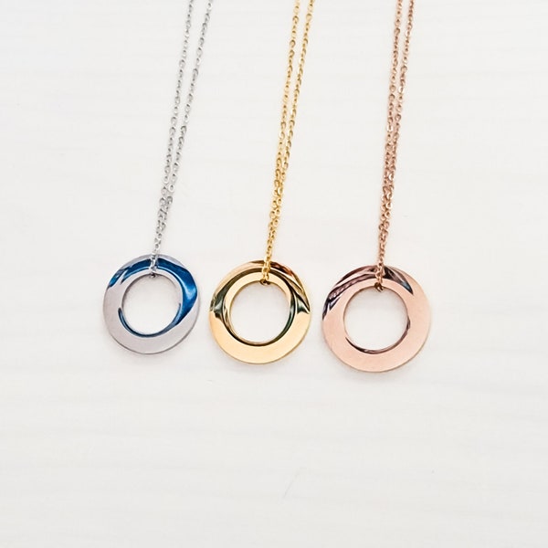 Open Circle Necklace (Silver, Gold, or Rose Gold), 1 Total, Metal Blank #23, Mirror Polish Stainless Steel Hypoallergenic