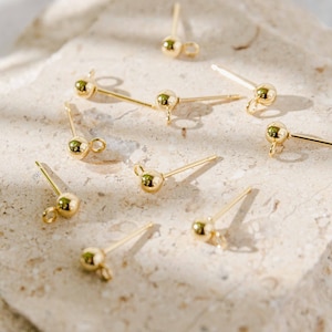 Regular 5mm Gold Stainless Steel Ball Earring Stud Posts, 10 Pieces, Stainless Earring Finding