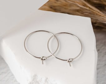 35mm Silver Hoop Stainless Finding,  Surgical Stainless Ear Wire, Wine Glass Charm, Hypoallergenic Tarnish Resistant Earring Component