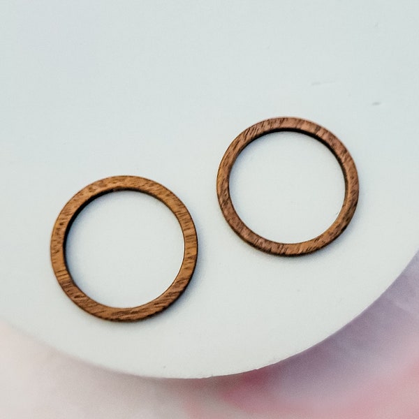 Walnut Wooden 25mm Circle Linking Ring, 10 Pieces, Wood Connector Round Blanks, Earring Jewelry Finding Links, Monarch Pine