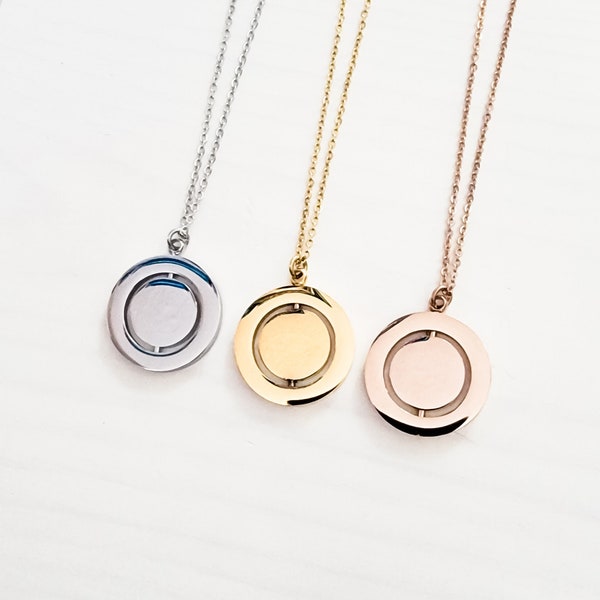 Rotating Circle Necklace (Silver, 14k Gold, or Rose Gold), 1 Total, Metal Blank #9, Mirror Polish Stainless Steel Tarnish-Resistant