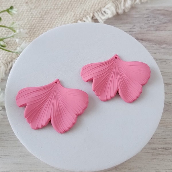 BUBBLEGUM PINK Ginkgo Leaf Pendants, 10 pcs, Petal Flower Charms Connectors Jewelry Findings for Polymer Clay Leather Wood Acrylic