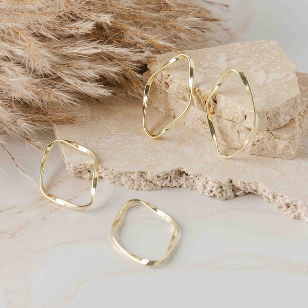 Small Gold Oval Twisted Linking Rings, 10 Pcs, 17x25mm Connecting Closed Hoop Earring Finding, Closed Circle Connector for Fringe