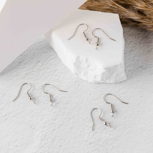 Stainless Steel Ear Wires Forward Front Facing Earring French Hooks Ball +  Coil