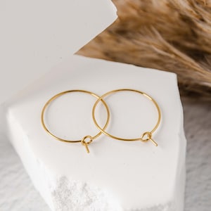 20mm GOLD Hoop Stainless Finding, 10 pieces, 316l Surgical Stainless Earring Ear Wire, Wine Glass Charm image 1