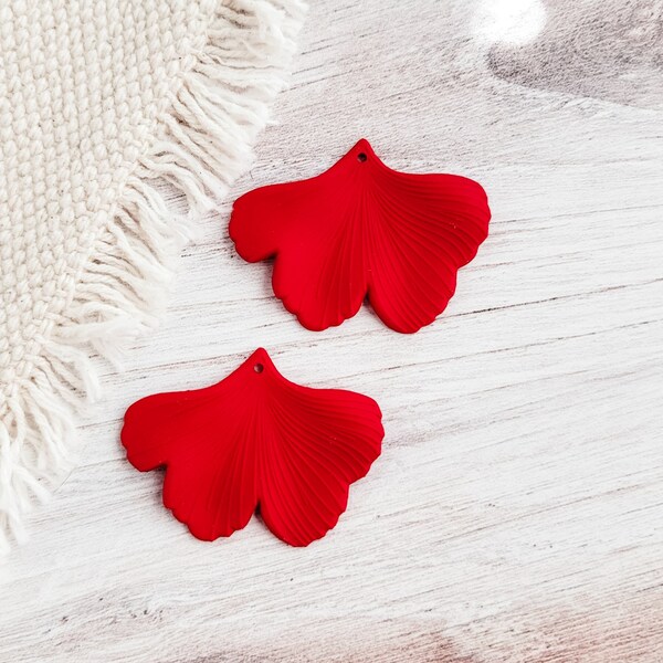 TRUE RED Ginkgo Leaf Pendants, 10 pcs, Petal Flower Charms Connectors Jewelry Findings for Polymer Clay Leather Wood Acrylic