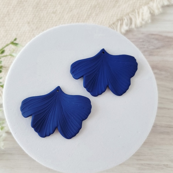 ROYAL BLUE Ginkgo Leaf Pendants, 10 pcs, Petal Flower Charms Connectors Jewelry Findings for Polymer Clay Leather Wood Acrylic