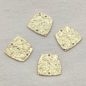 Rounded Trapezoid GOLD 2-Hole Hammered Brass Connectors, 10 pcs, Charms Pendants, DIY Jewelry Finding for Polymer Clay Leather Wood Acrylic