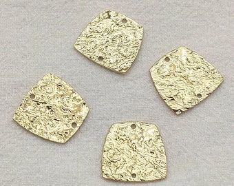 Rounded Trapezoid GOLD 2-Hole Hammered Brass Connectors, 10 pcs, Charms Pendants, DIY Jewelry Finding for Polymer Clay Leather Wood Acrylic