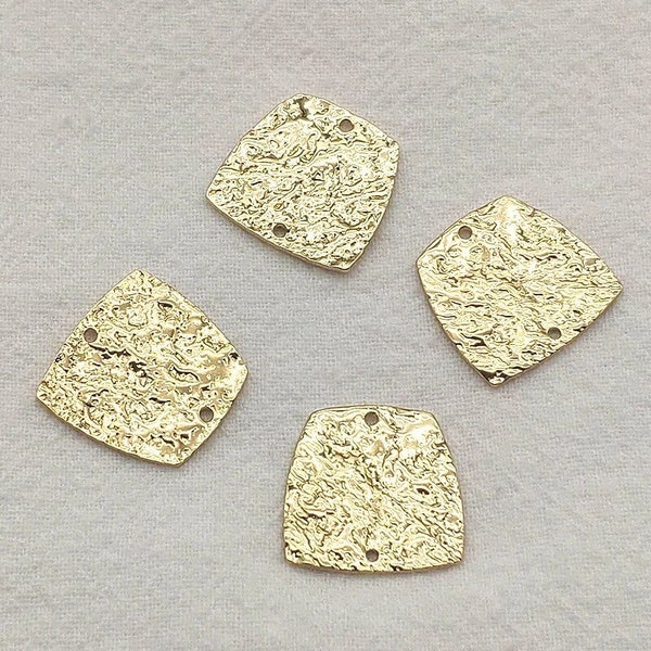 Rounded Trapezoid GOLD 2-Hole Hammered Brass Connectors, 10 pcs, Charms Pendants, DIY Jewelry Finding for Polymer Clay Leather Wood Acrylic