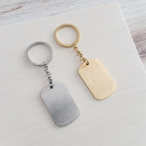 Rounded Rectangle Pendant Keychain (Silver or Gold), 1 Total, Metal Blank #19, Brushed Finish Stainless Steel Tarnish-Resistant