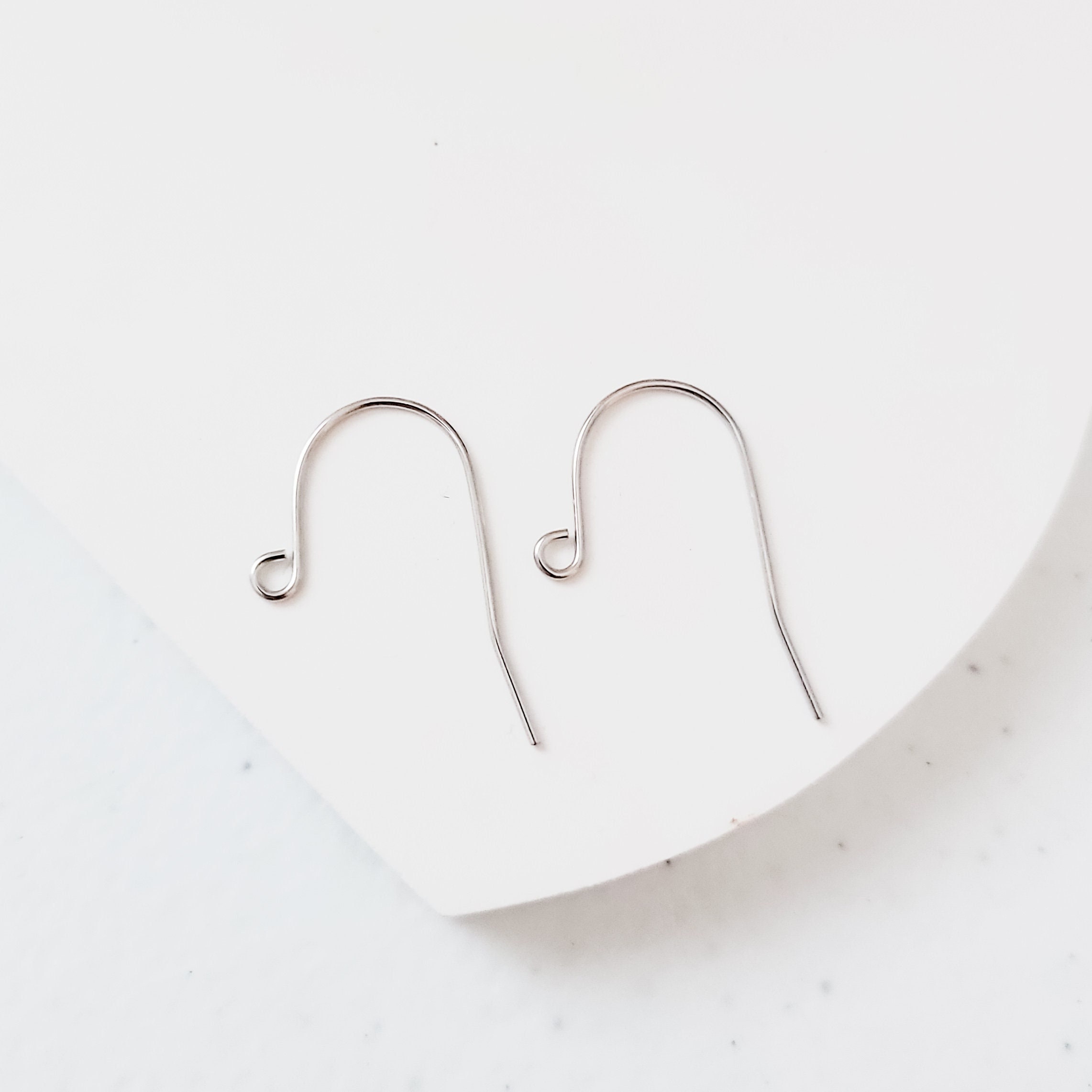 Silver Minimalist Sheperd's Earring Hooks, 20pcs Surgical Stainless Steel  Ear Wires 2mm Hole, S Hooks, Hypoallergenic Fish Hooks