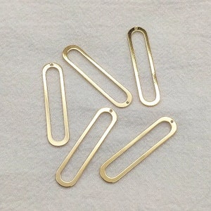 Open Elongated Oval GOLD Connector, Brass Earring Finding Component, 10 Pieces, Pendant Charm, DIY Jewelry Supplies, Maker Supply