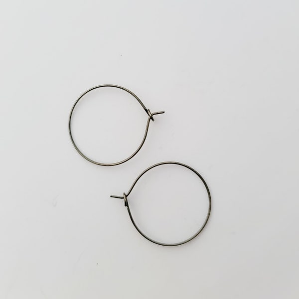 25mm Antique Bronze Round Hoop Brass Finding, 10 pieces Earring Ear Wire, Wine Glass Charm, Monarch Pine