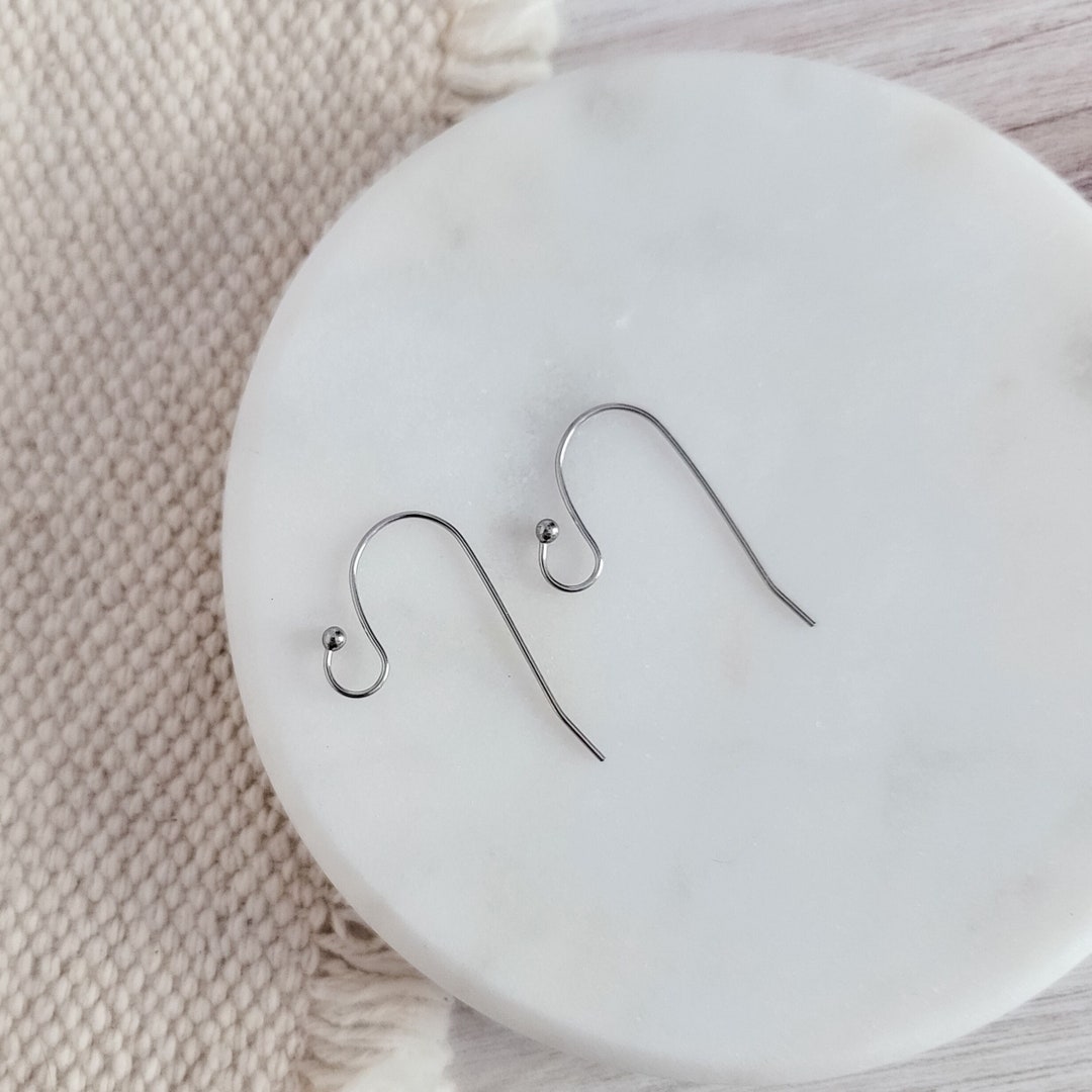 Ball Style LARGE Loop SILVER Ear Wires Stainless Steel, 20pcs 5mm Big Hole Earring Hooks