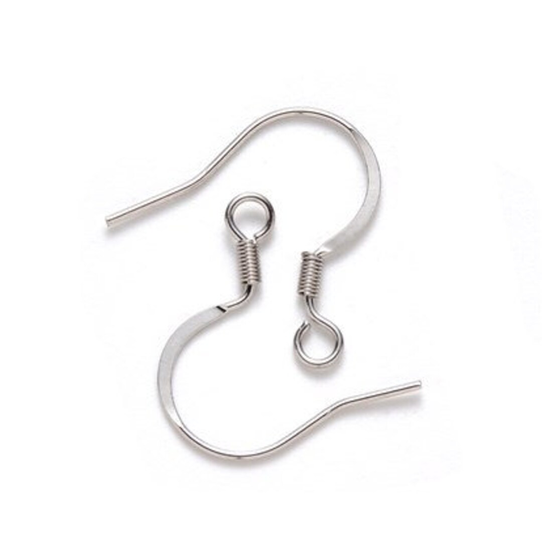 Stainless Steel Ear Wires 2.5mm Hole, 20pcs Silver Surgical Stainless
