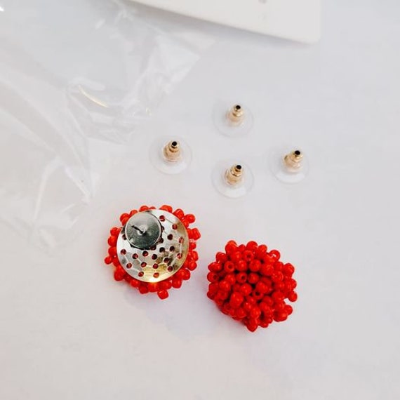 6 Bead Beaded Earrings 18mm Round Circle Stud Post & Backs W/connector Loop  Holes Dangle Style Earring Findings Jewelry Making 