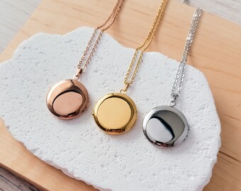 Round Locket Necklace (silver, Gold, or Rose Gold), 1 Total