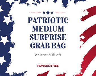 MEDIUM Patriotic Surprise Grab Bag, Acrylic/Stainless Steel/Enamel/Wood Findings/And More, Findings, Monarch Pine
