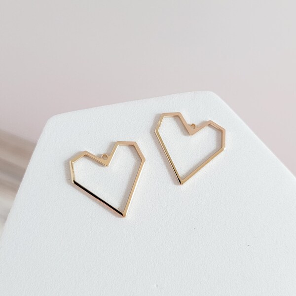 Gold Brass Geometric Heart Linking Rings, 10 Pcs, 20mm Connecting Closed Pendant Charm Earring Finding for Fringe Clay Leather