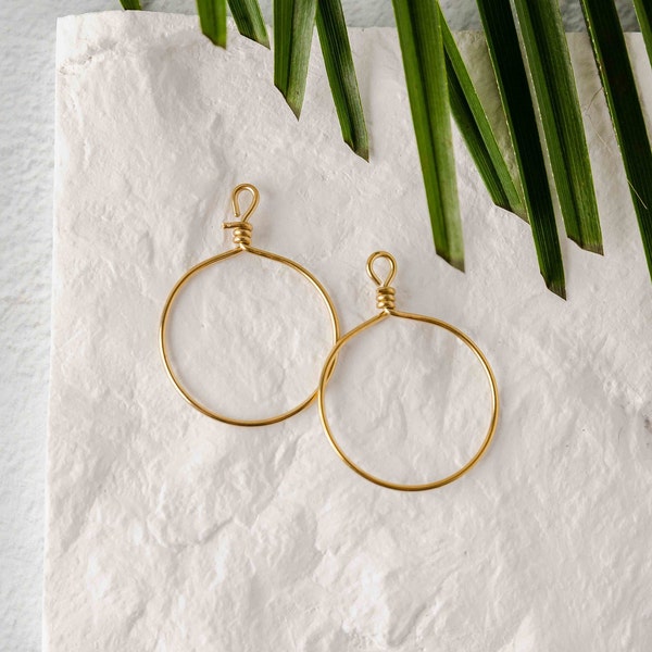 Gold Stainless Steel Round Fringe Hoop, 2 Pieces, Circle Surgical Steel Earring Finding, Fringe Macrame Braided Leather Beading Connector