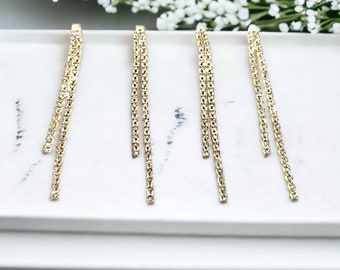 Rhinestone GOLD Claw Chain Charms (DOUBLE Strand), 10 pcs, Dressy Holiday Pendants, Pave DIY Jewelry Findings