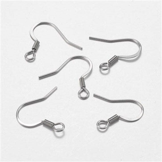 Stainless Steel Ear Wires 2.5mm Hole, 20pcs Silver Surgical