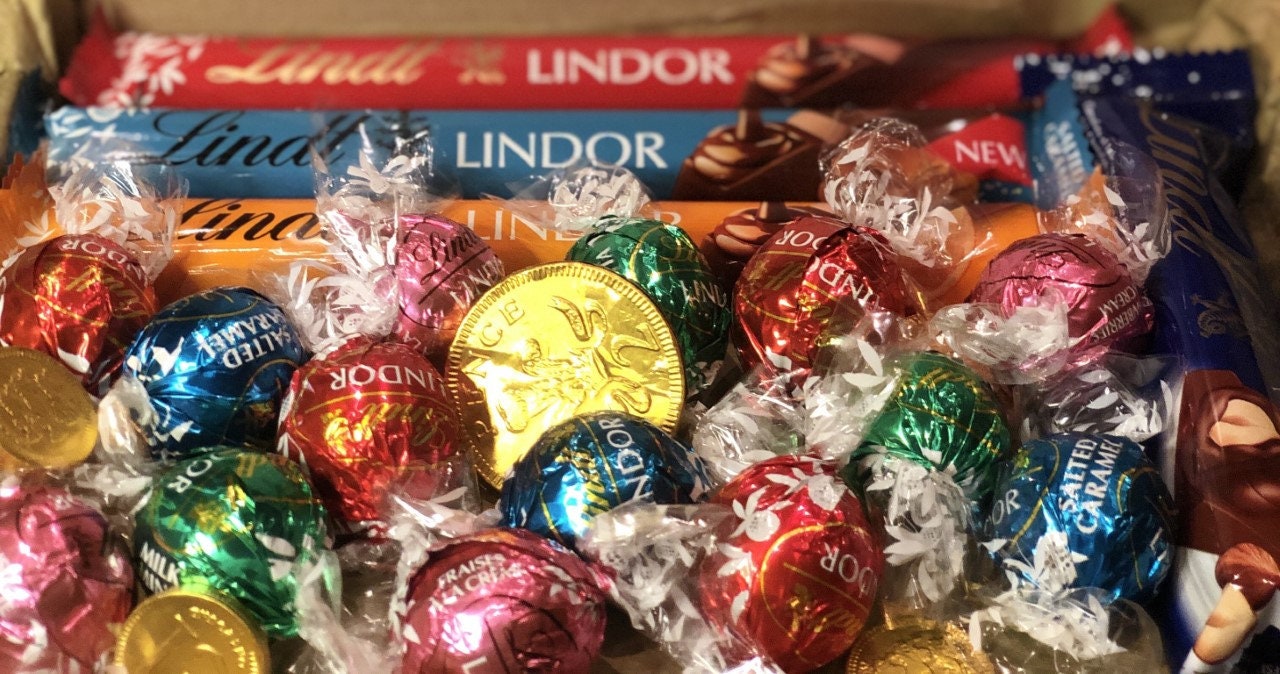 Assorted Lindt Lindor & Gold Chocolate Coin gift wrapped box Etsy
