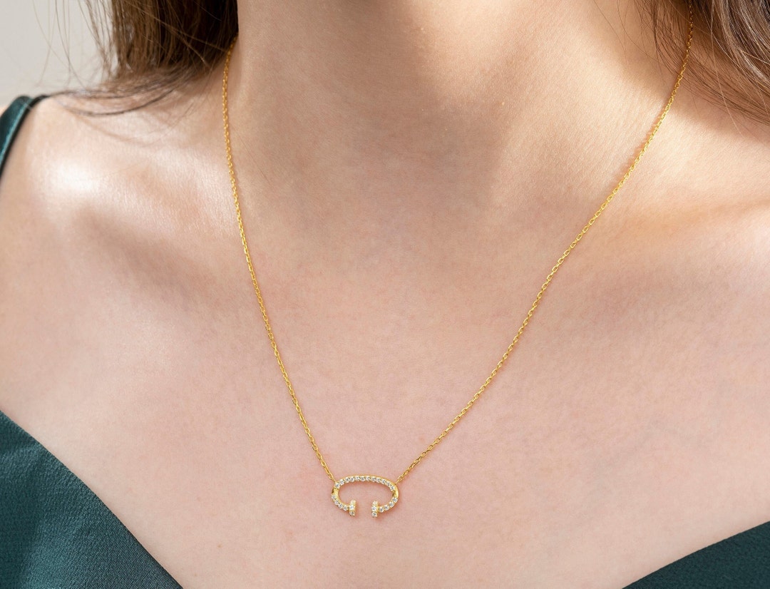 14K Gold C Necklace C Necklace Gold Initial Necklaces for Etsy