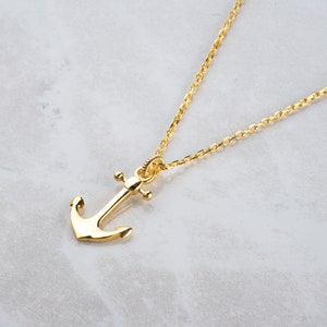Gold Anchor Necklace - Nautical Pendant for Him or Her - Anchor Charm Pendant in Gold - Perfect Fathers Day Gift for Dad, Husband, or Men