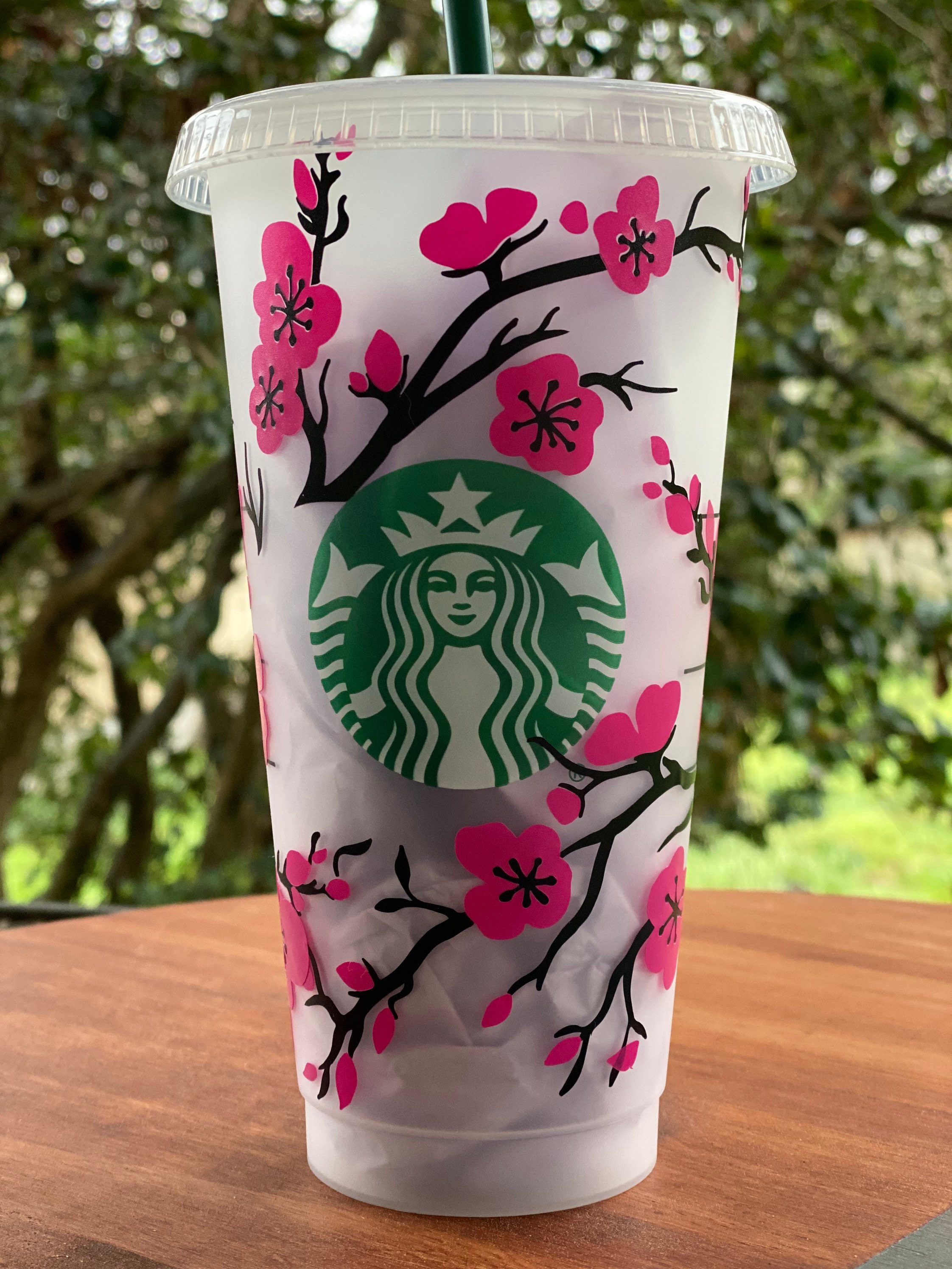 Japanese Cherry Blossom Starbucks Cold Cup 24oz Starbuck Etsy